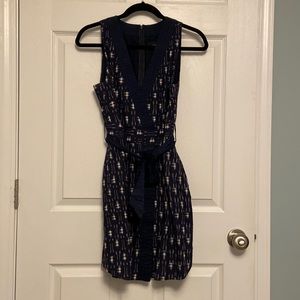 J Crew navy white faux wrap dress 6P 6 petite